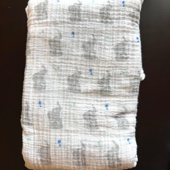 Aden + Anais Baby Muslin Swaddle Blanket Set Of Three In Elephant Star Blue Gray - Picture 2 of 6